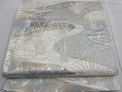平和屋着物■六通柄袋帯 寿扇 錦引箔 銀糸 逸品 n-kg2500