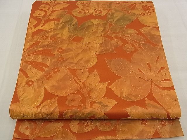 平和屋着物■六通柄袋帯 草花文 金糸 逸品 n-kg3259