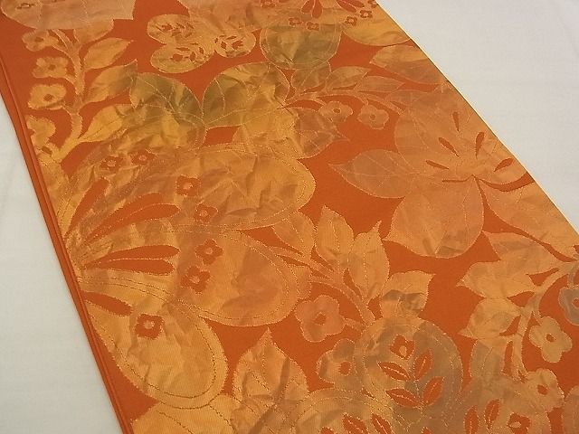 平和屋着物■六通柄袋帯 草花文 金糸 逸品 n-kg3259