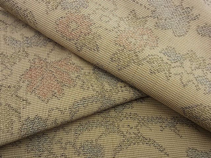 平和屋着物■上質なお召　草花文　逸品　n-kg3652
