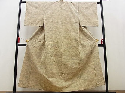平和屋着物■上質なお召　草花文　逸品　n-kg3652
