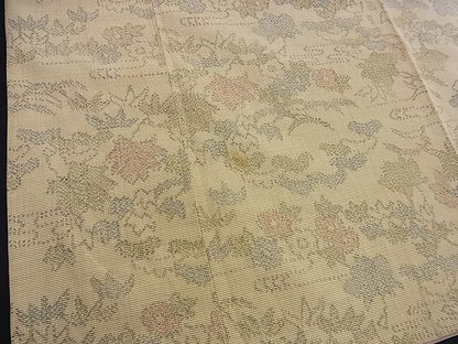 平和屋着物■上質なお召　草花文　逸品　n-kg3652