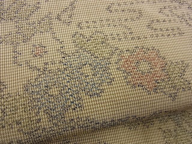 平和屋着物■上質なお召　草花文　逸品　n-kg3652