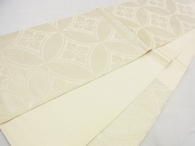 平和屋着物■六通柄 本袋帯 七宝花菱文 銀彩 逸品 n-kg3702