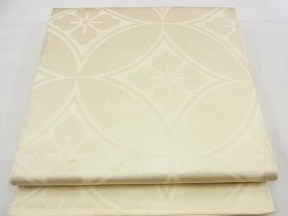 平和屋着物■六通柄 本袋帯 七宝花菱文 銀彩 逸品 n-kg3702