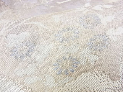 平和屋着物■六通柄袋帯 道長秋草文 銀糸 逸品 n-kg3939