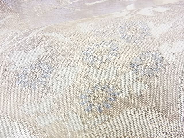 平和屋着物■六通柄袋帯 道長秋草文 銀糸 逸品 n-kg3939