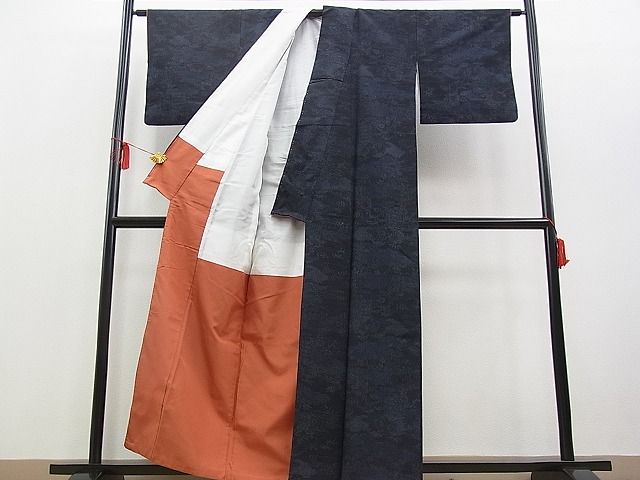平和屋着物■上質な紬 雲取り草花風景文 逸品 n-kv1620