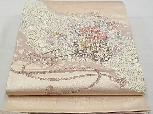 平和屋着物■六通柄袋帯 唐織 道長花車文 金糸 逸品 n-kv1854