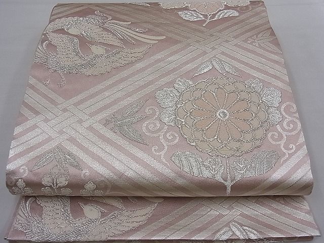平和屋着物■六通柄袋帯 能衣格子文 銀糸 逸品 n-mz5261