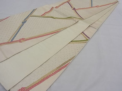 平和屋着物■六通柄袋帯 唐織 吉祥結び紐文 金銀糸 逸品 n-mz5281