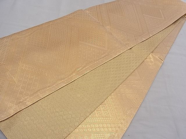 平和屋着物■佐賀錦 全通柄袋帯 菱重ね文 金糸 逸品 n-mz6629
