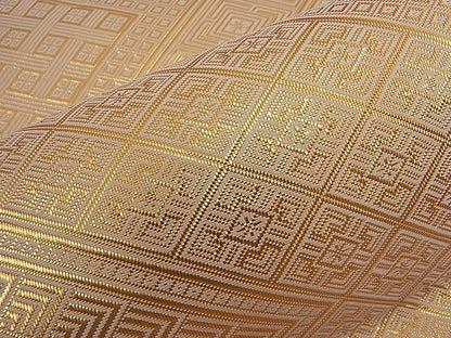 平和屋着物■佐賀錦 全通柄袋帯 菱重ね文 金糸 逸品 n-mz6629