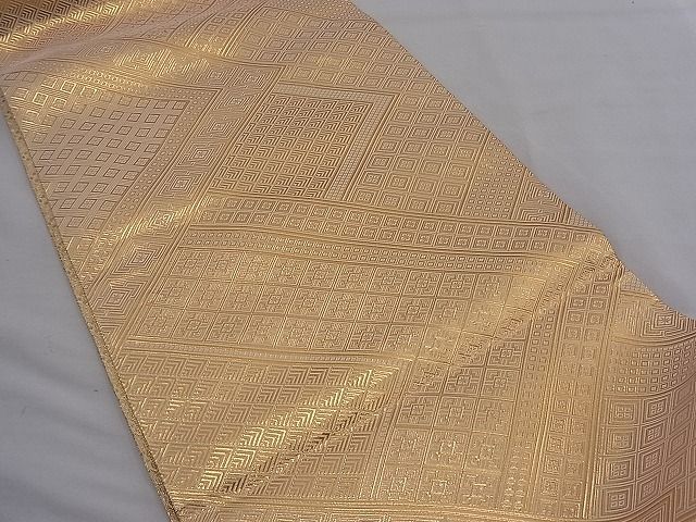 平和屋着物■佐賀錦 全通柄袋帯 菱重ね文 金糸 逸品 n-mz6629
