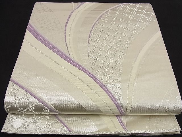 平和屋着物■六通柄袋帯 唐織 吉祥流線文 銀糸 逸品 n-nr0318