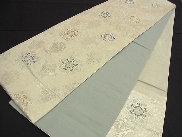 平和屋着物■六通柄袋帯 陶器花唐草文 金糸 逸品 n-nr0320
