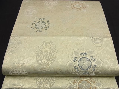 平和屋着物■六通柄袋帯 陶器花唐草文 金糸 逸品 n-nr0320