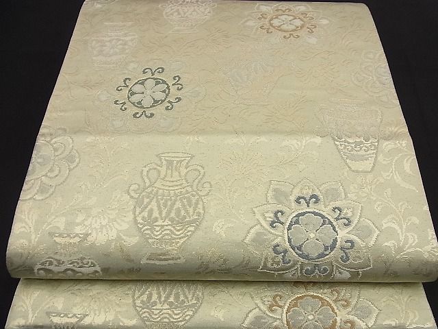 平和屋着物■六通柄袋帯 陶器花唐草文 金糸 逸品 n-nr0320