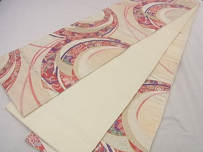 平和屋着物■六通柄袋帯 唐織 立波吉祥鳳凰花文 金銀糸 逸品 n-nr0335