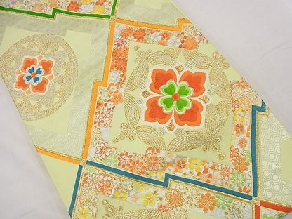 平和屋着物■六通柄袋帯 唐織 吉祥正倉院花文 金銀糸 逸品 n-nr0340