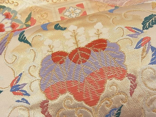 平和屋着物■六通柄袋帯 唐織 慶長裂形文 金銀糸 逸品 n-pk2145