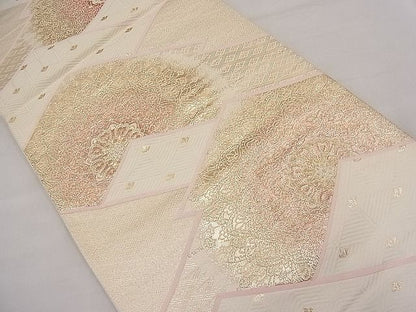 平和屋着物■六通柄袋帯 唐織 若松葉吉祥花文 金銀糸 逸品 n-pk2776