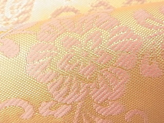 平和屋着物■佐賀錦 六通柄袋帯 吉祥菊花文 金糸 逸品 n-rv0054