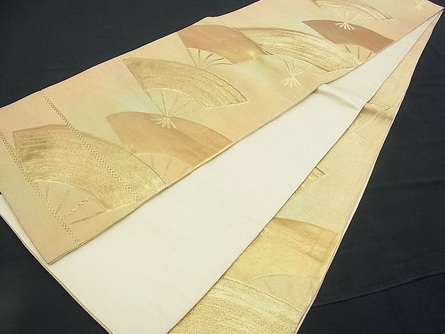 平和屋着物■六通柄袋帯 扇面散らし 金糸 逸品 n-rv0132