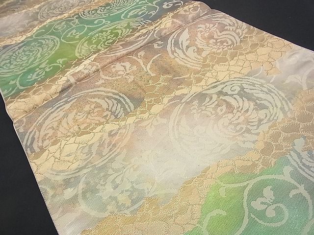 平和屋着物■六通柄袋帯 鳳凰花唐草丸文 金糸 逸品 n-rv0168