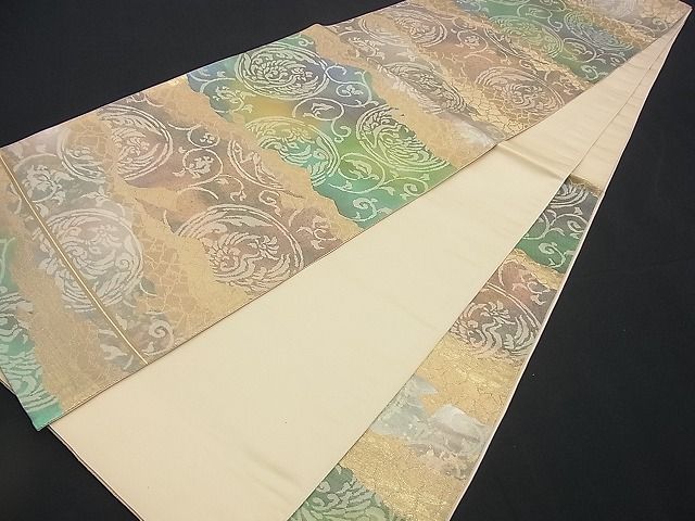 平和屋着物■六通柄袋帯 鳳凰花唐草丸文 金糸 逸品 n-rv0168