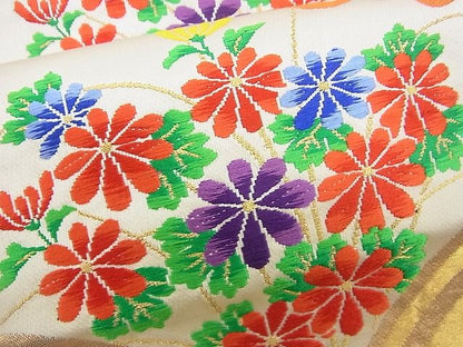 平和屋着物■六通柄袋帯 唐織 青海波花文 金糸 逸品 n-rv0357