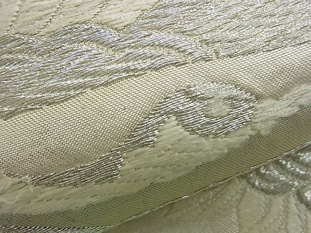 平和屋着物■六通柄袋帯 唐織 向かい鶴菱文 銀糸 逸品 n-rv0368
