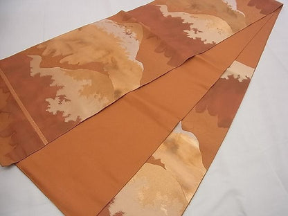 平和屋着物■服部織物謹製 六通柄袋帯 琥珀錦 重山文 金糸 逸品 n-rv0392