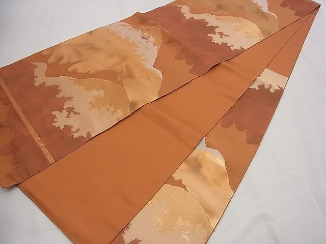平和屋着物■服部織物謹製 六通柄袋帯 琥珀錦 重山文 金糸 逸品 n-rv0392