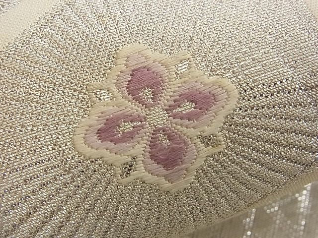 平和屋着物■六通柄袋帯 唐織 吉祥亀甲花文 銀糸 逸品 n-rv0400
