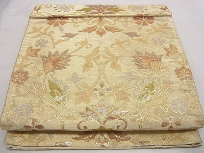 平和屋着物■六通柄袋帯 更紗花唐草文 金銀糸 逸品 n-rv0401
