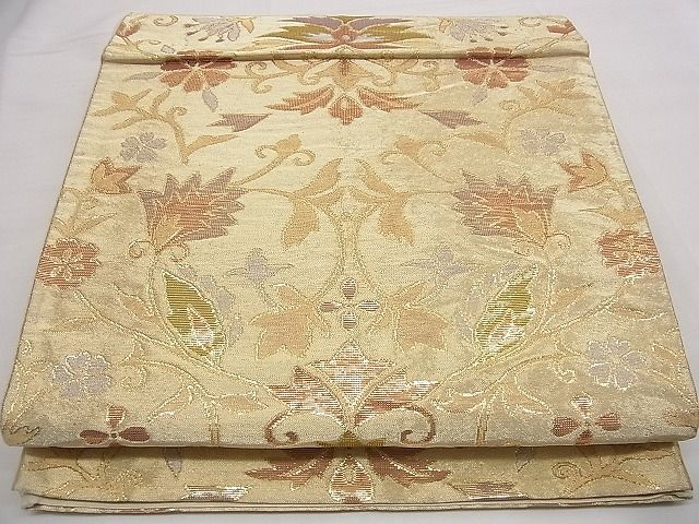 平和屋着物■六通柄袋帯 更紗花唐草文 金銀糸 逸品 n-rv0401