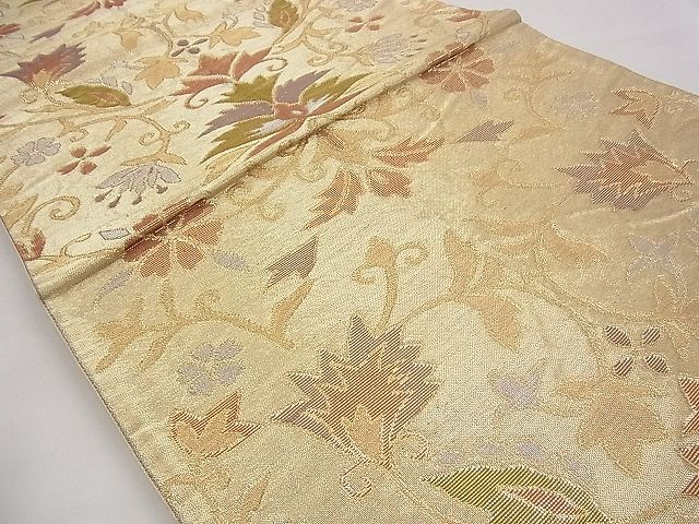 平和屋着物■六通柄袋帯 更紗花唐草文 金銀糸 逸品 n-rv0401
