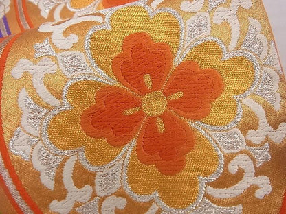 平和屋着物■六通柄袋帯 唐織 立涌花文 金銀糸 逸品
