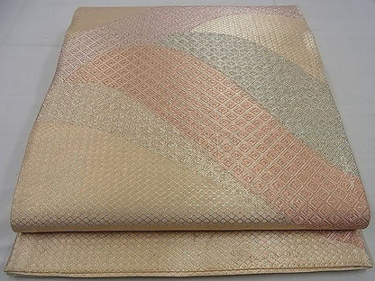 平和屋着物■本佐賀錦 六通柄袋帯 重ね山菱吉祥文 金銀糸 逸品 n-sa2568