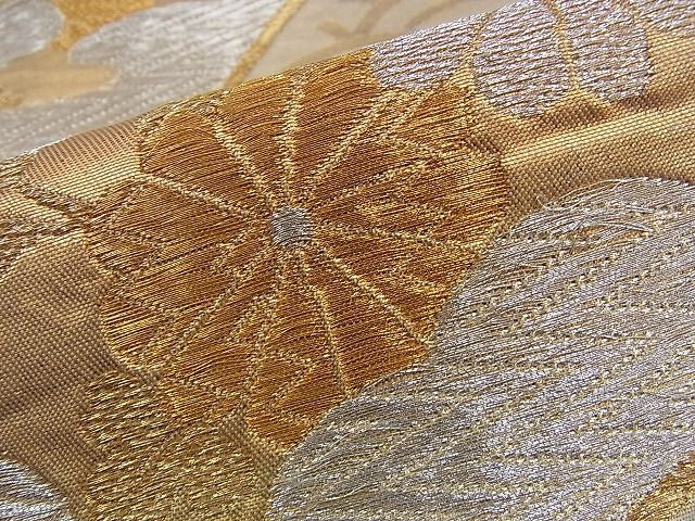 平和屋着物■六通柄袋帯 青海波吉祥扇面花文 金銀糸 逸品 n-sa2578