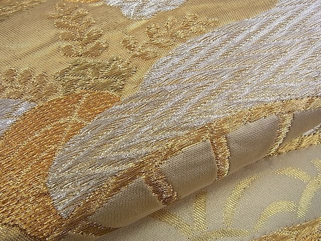 平和屋着物■六通柄袋帯 青海波吉祥扇面花文 金銀糸 逸品 n-sa2578