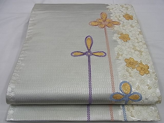 平和屋着物■六通柄袋帯 唐織 花結び 金銀糸 逸品 n-sa2581