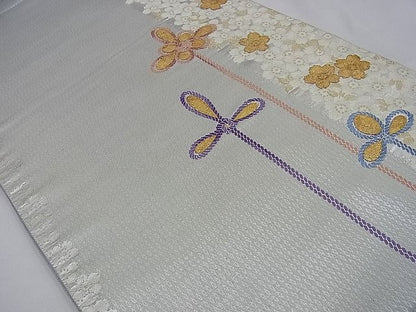 平和屋着物■六通柄袋帯 唐織 花結び 金銀糸 逸品 n-sa2581