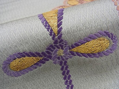 平和屋着物■六通柄袋帯 唐織 花結び 金銀糸 逸品 n-sa2581