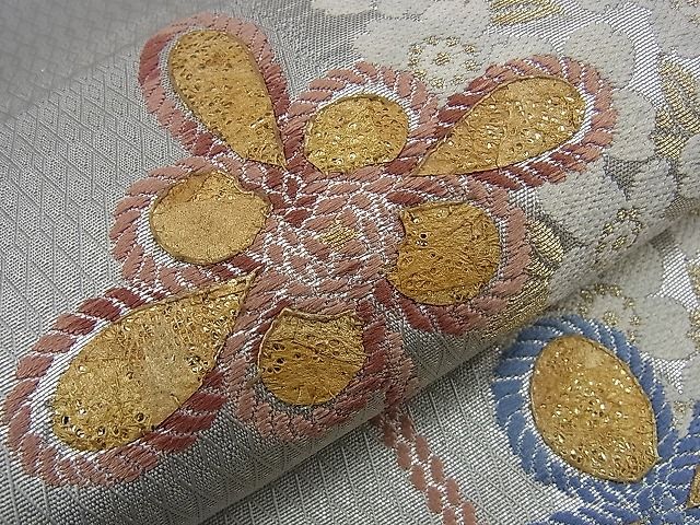 平和屋着物■六通柄袋帯 唐織 花結び 金銀糸 逸品 n-sa2581