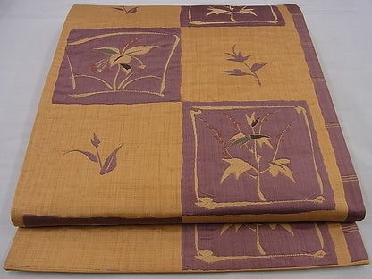 平和屋着物■六通柄袋帯 陶漆 色紙草花文 逸品 n-sa2582