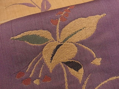 平和屋着物■六通柄袋帯 陶漆 色紙草花文 逸品 n-sa2582