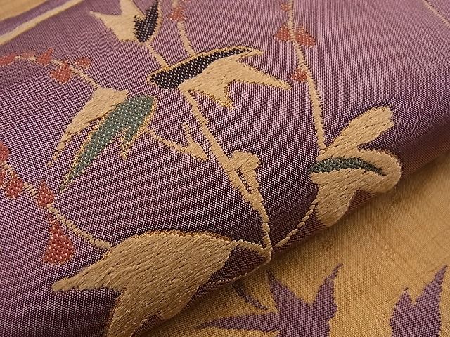 平和屋着物■六通柄袋帯 陶漆 色紙草花文 逸品 n-sa2582