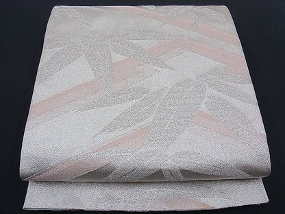 平和屋着物■全通柄袋帯　笹の葉文　銀糸　逸品　n-th1208
